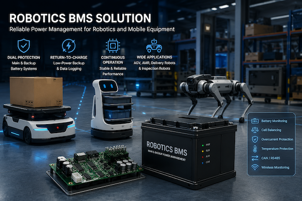 JunPowerTech robotics AGV AMR BMS solution for mobile robot battery systems